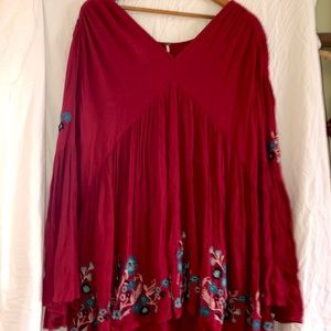 Bell Sleeve Embroidered Free People Dress